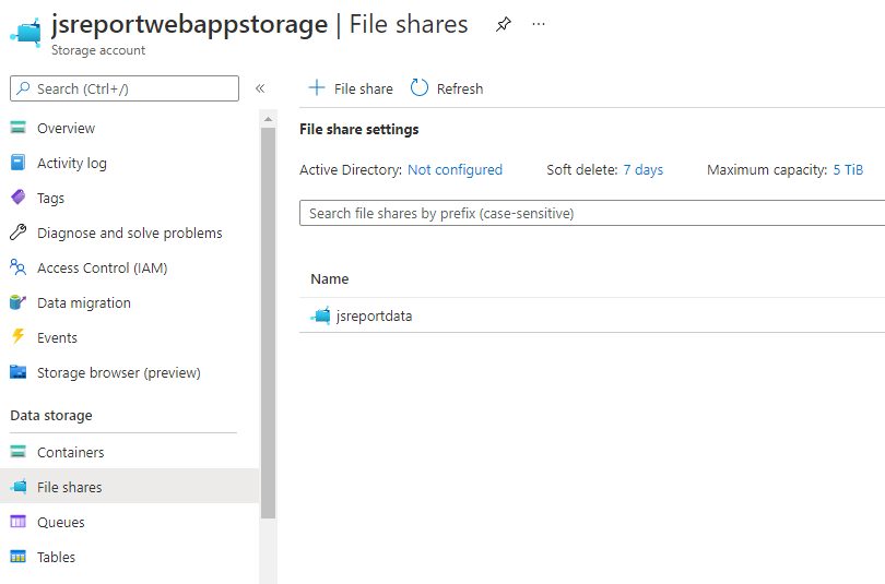 azure web app file share